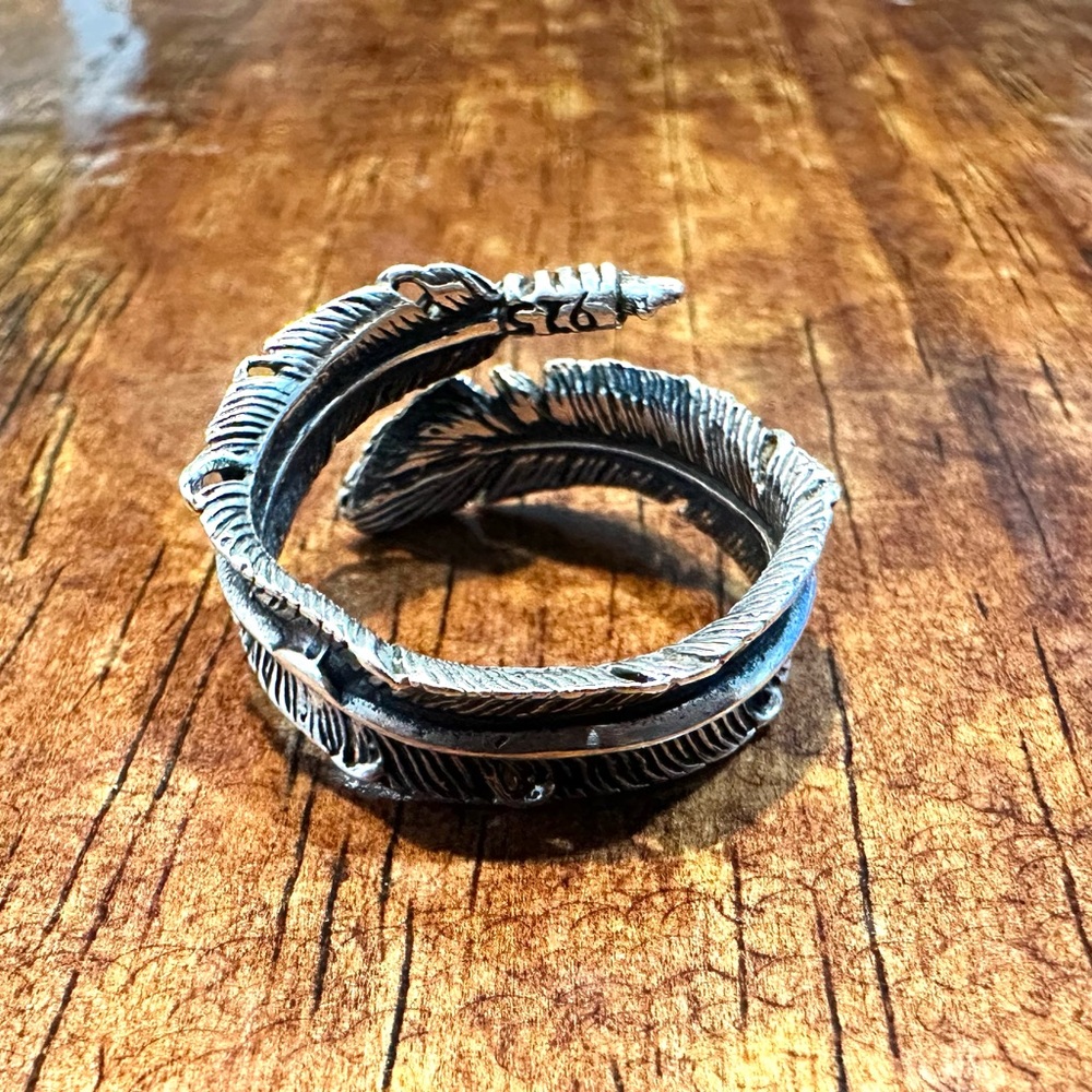 Solid Sterling Silver, Feather, Adjustable Ring - image 3